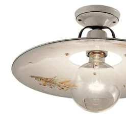 Ferroluce Vintage Deckenleuchten-Deckenleuchte aus Eisen und handbemalter roher Keramik - Bologna