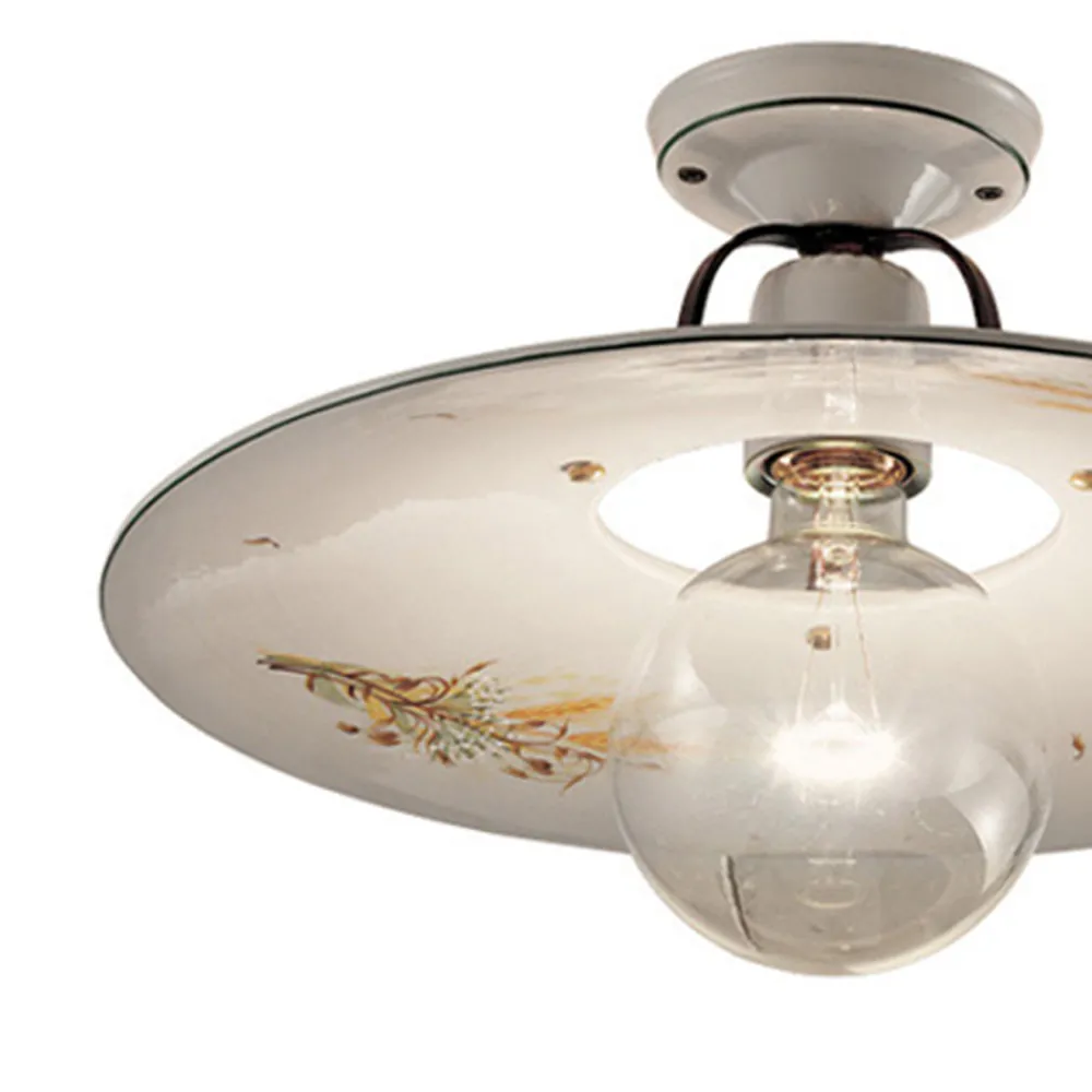 Ferroluce Vintage Deckenleuchten-Deckenleuchte aus Eisen und handbemalter roher Keramik - Bologna