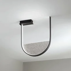 Viadurini Lighting Design Deckenleuchten-Deckenleuchte aus lackiertem Metall und abnehmbarem Einsatz aus Granulatglas – Catalpa