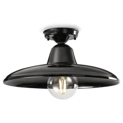 Ferroluce Deckenleuchte Industrial-Deckenleuchte aus schwarzer oder weißer Keramik und industriellem Vintage-Eisen - Bew