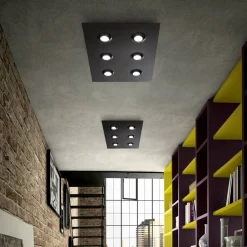 Viadurini Lighting Moderne Deckenleuchten-Deckenleuchte mit flacher Glasplatte mit Absenkung Made in Italy - Kora
