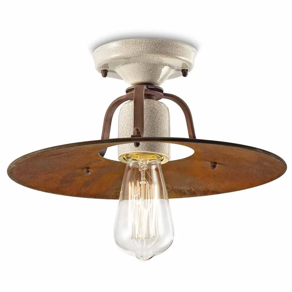 Ferroluce Vintage Deckenleuchten-Deckenleuchte Vintage aus Keramik und Metall Elaine