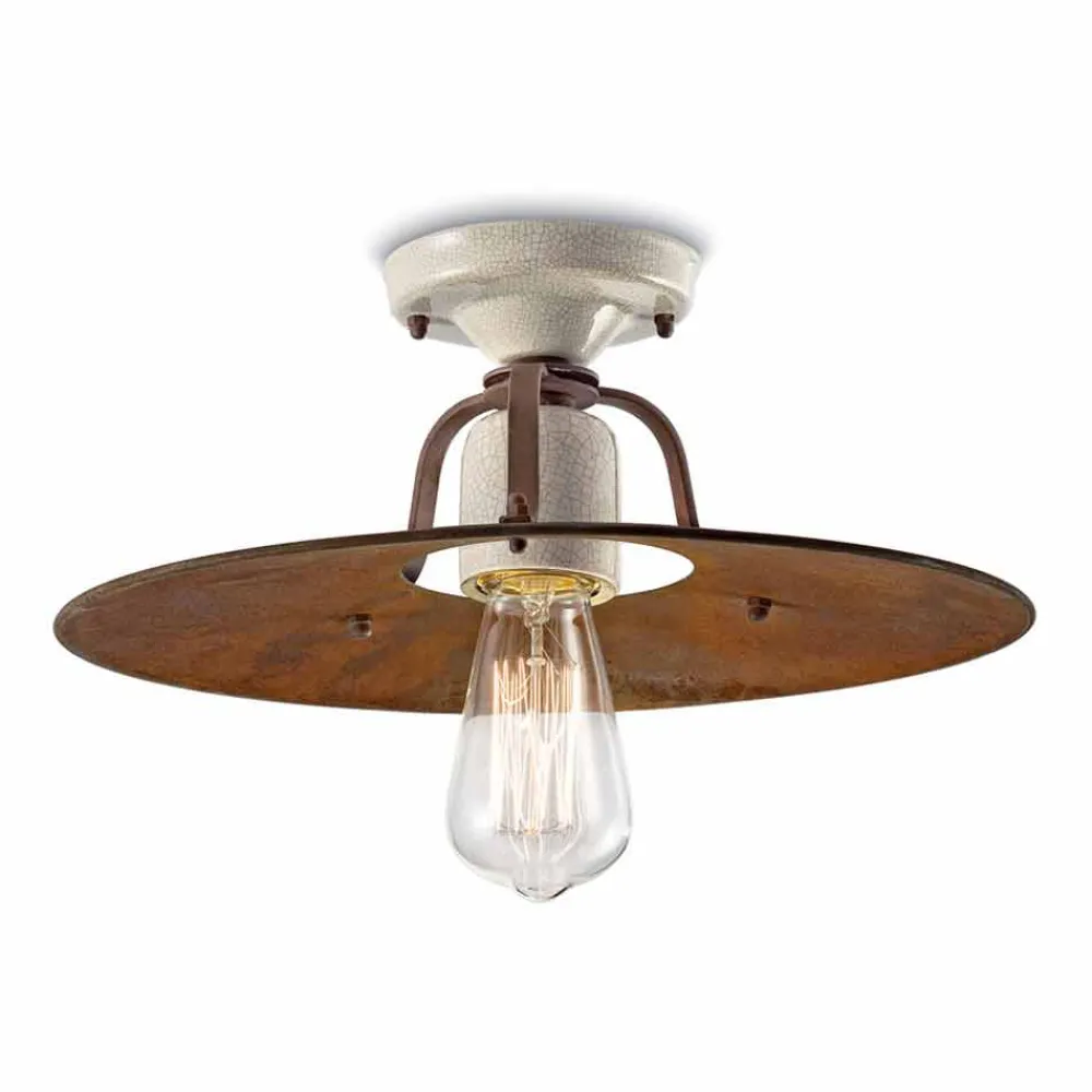 Ferroluce Vintage Deckenleuchten-Deckenleuchte Vintage aus Keramik und Metall Elaine