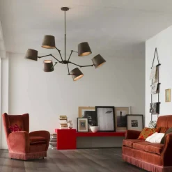 Il Fanale Vintage Kronleuchter-Deckenleuchter Reporter im Industrie Design 6 flammig