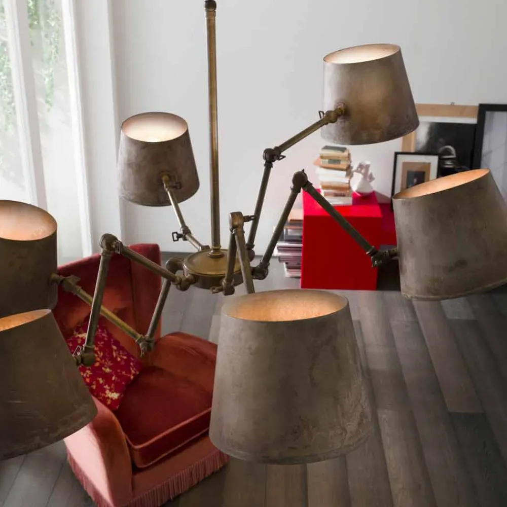 Il Fanale Vintage Kronleuchter-Deckenleuchter Reporter im Industrie Design 6 flammig