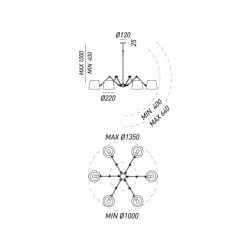 Il Fanale Vintage Kronleuchter-Deckenleuchter Reporter im Industrie Design 6 flammig