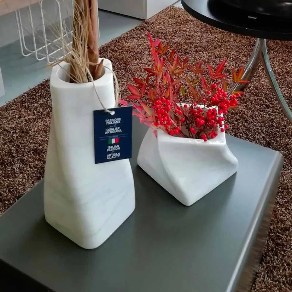 Viadurini Living Deko Vasen-Dekorative Design Vase aus Bardiglio oder Carrara Marmor Made in Italy - Prisma