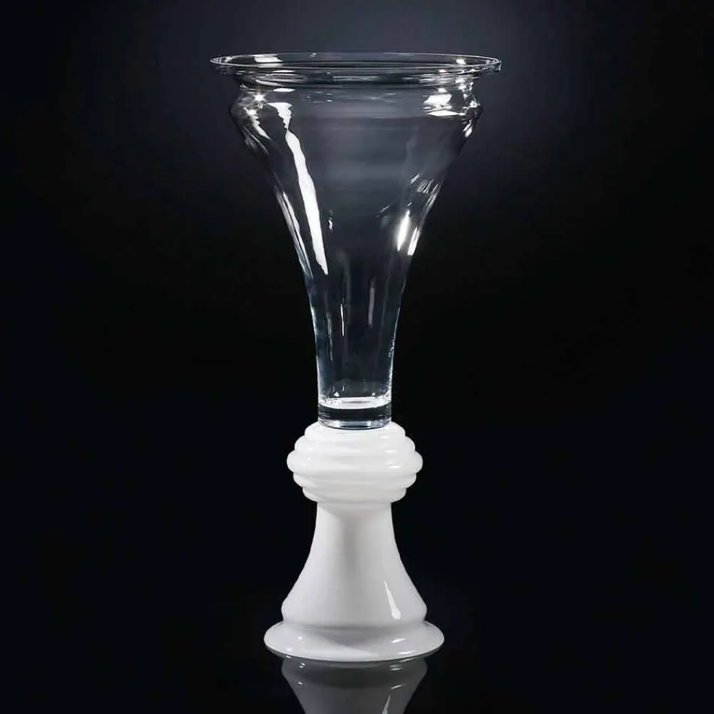 Viadurini Living Deko Vasen-Dekorative Glasvase für den Innenbereich mit weißem Sockel Made in Italy - Catia