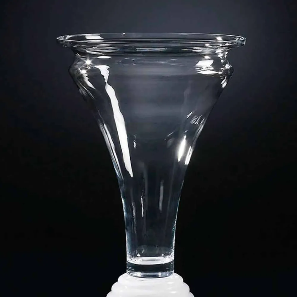 Viadurini Living Deko Vasen-Dekorative Glasvase für den Innenbereich mit weißem Sockel Made in Italy - Catia