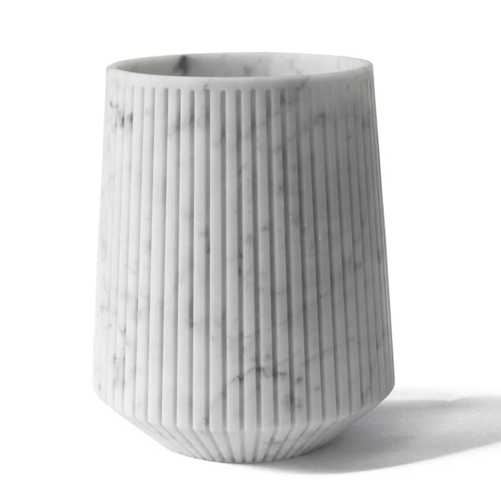 Viadurini Decor Deko Vasen-Dekorative Vase aus weißem Carrara-Marmor oder Portoro-Design mit Streifen - Kairo