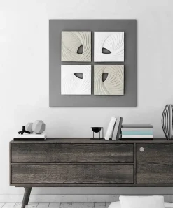 Viadurini Decor Abstrakte Bilder-Dekorative Wandinstallation in modernem Design in Weiß und Grau - Bossy