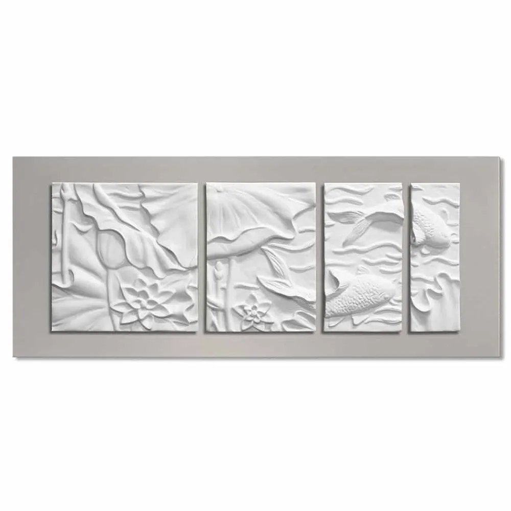 Viadurini Decor Abstrakte Bilder-Dekorative Wandplatte Modernes Design Weiße und Graue Keramik - Giappoko