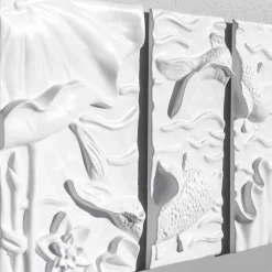 Viadurini Decor Abstrakte Bilder-Dekorative Wandplatte Modernes Design Weiße und Graue Keramik - Giappoko