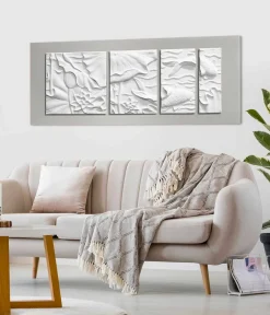 Viadurini Decor Abstrakte Bilder-Dekorative Wandplatte Modernes Design Weiße und Graue Keramik - Giappoko