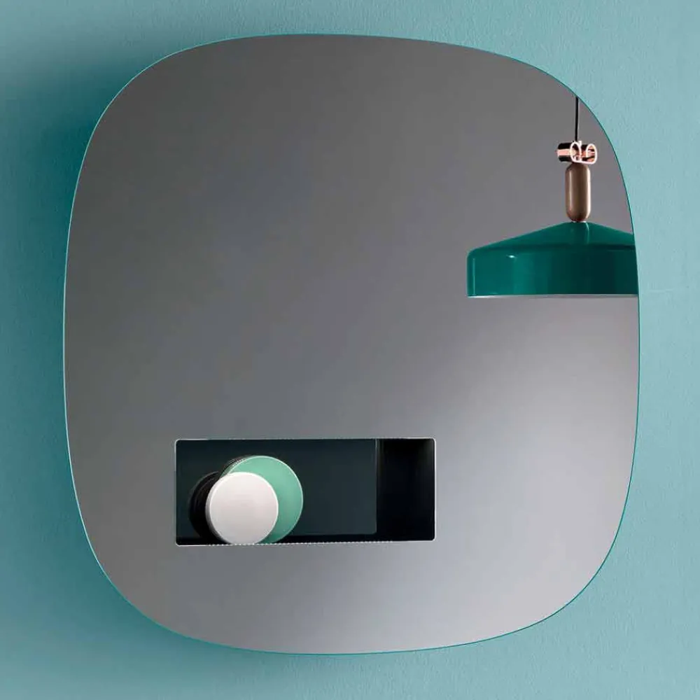 Viadurini Decor Wandspiegel-Dekorativer Wandspiegel in Rauchoptik mit schwarzem Designfach - Matrix