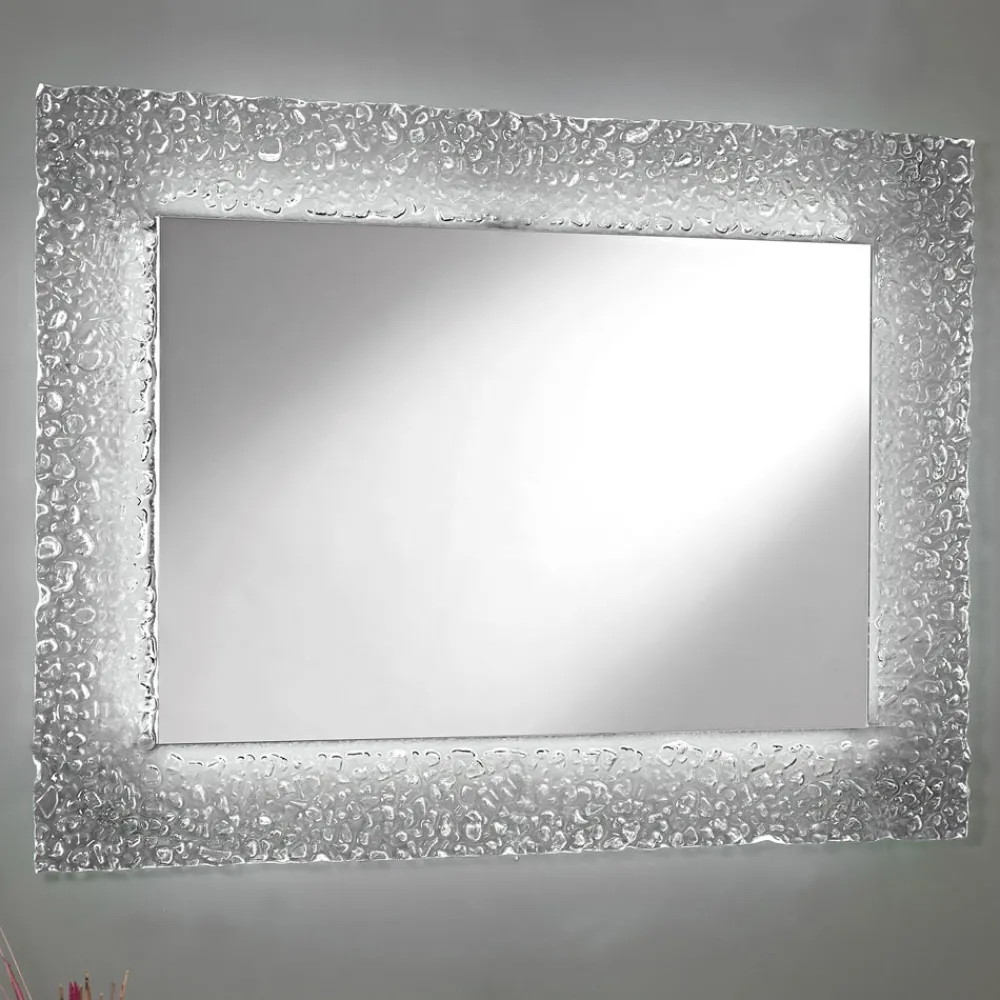 Viadurini Bathroom Wandspiegel-Dekorativer Wandspiegel mit Glasrahmen und luxuriösem LED-Licht - Attimo