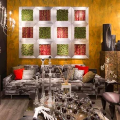 Viadurini Living Blumen Bilder-Dekoratives Paneel aus Metall und künstlichem Bambus Made in Italy - Bamboo