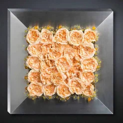 Viadurini Living Blumen Bilder-Dekoratives Wandpaneel aus Metall und künstlichen Rosen Made in Italy - Rosetta