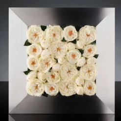 Viadurini Living Blumen Bilder-Dekoratives Wandpaneel aus Metall und weißen Rosen Made in Italy - Rosina