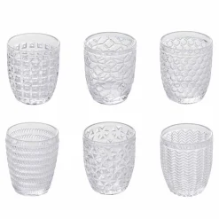 Viadurini Kitchen Gläser Set-Dekorierte transparente Glaswassergläser, moderner Service 12 Stück - Mix