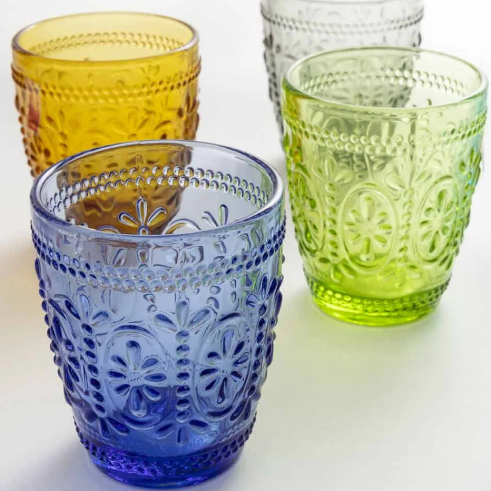 Viadurini Kitchen Gläser Set-Dekorierte und farbige Gläser Wasserset 12 Stück - Pastell-Palazzo