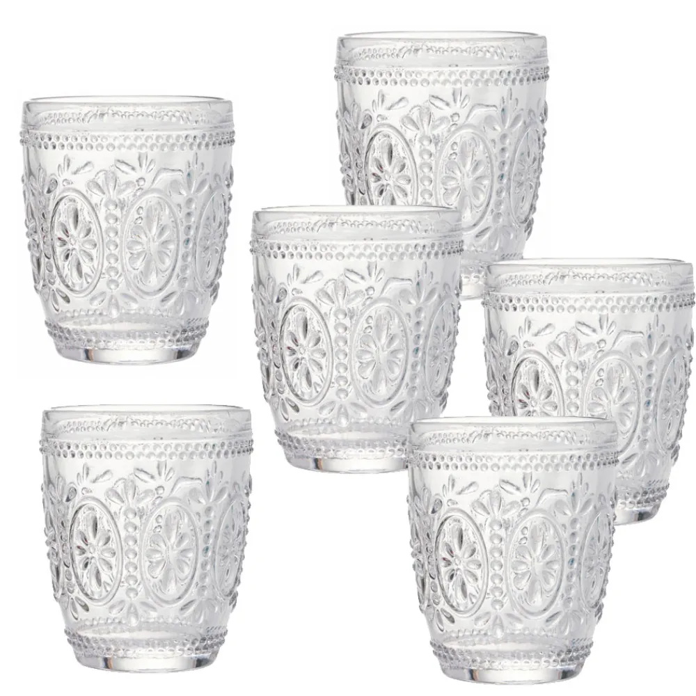 Viadurini Kitchen Gläser Set-Dekorierte Wassergläser aus transparentem Glas 12 Stück - Palazzo