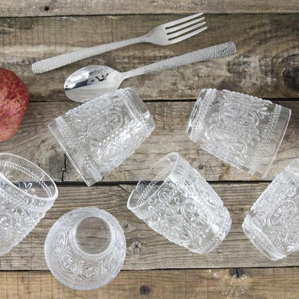 Viadurini Kitchen Gläser Set-Dekorierte Wassergläser aus transparentem Glas 12 Stück - Palazzo