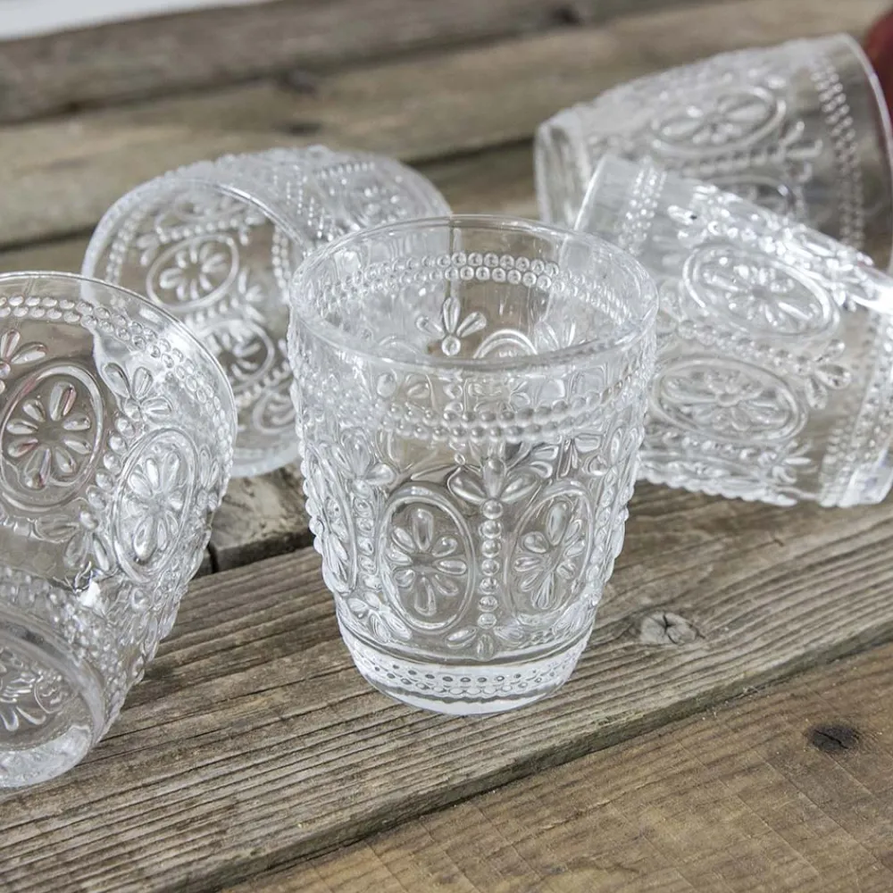 Viadurini Kitchen Gläser Set-Dekorierte Wassergläser aus transparentem Glas 12 Stück - Palazzo