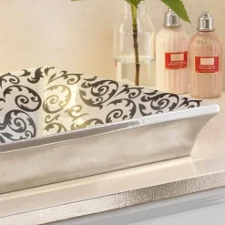 Viadurini Bathroom Waschbecken Aus Fire Clay-dekoriertes Halbeinbauwaschbecken aus fire clay made in Italy, Guido