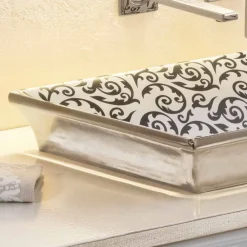 Viadurini Bathroom Waschbecken Aus Fire Clay-dekoriertes Halbeinbauwaschbecken aus fire clay made in Italy, Guido