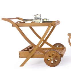 Viadurini in the Garden Küchenzubehör-Design Acacia Wood Servierwagen - Roxen