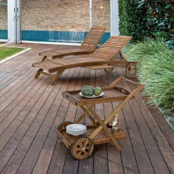 Viadurini in the Garden Küchenzubehör-Design Acacia Wood Servierwagen - Roxen