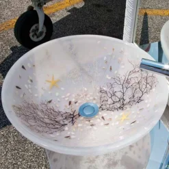 Viadurini Bathroom Harzwaschbecken-Design Arbeitsplatte Waschbecken aus Harz mit Koralleneinsätzen - Salvatore