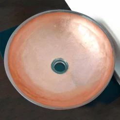 Viadurini Bathroom Harzwaschbecken-Design Arbeitsplatte Waschbecken aus transparentem Harz und Kupfer - Salvatore