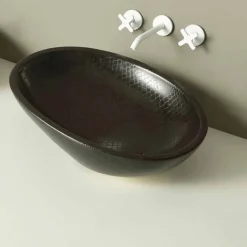Viadurini Bathroom Farbige Waschbecken-Design Aufsatzwaschbecken, schwarz-Python, Keramik Glossy made Italy