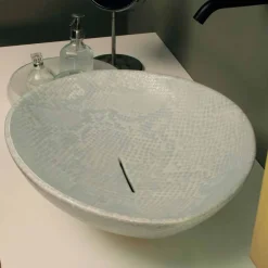 Viadurini Bathroom Farbige Waschbecken-Design Aufsatzwaschbecken, weiß-Python, Keramik Animals made in Italy