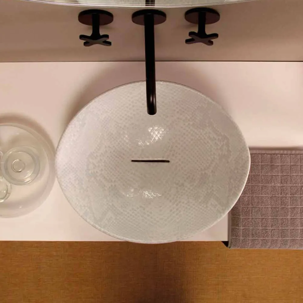 Viadurini Bathroom Farbige Waschbecken-Design Aufsatzwaschbecken, weiß-Python, Keramik Animals made in Italy