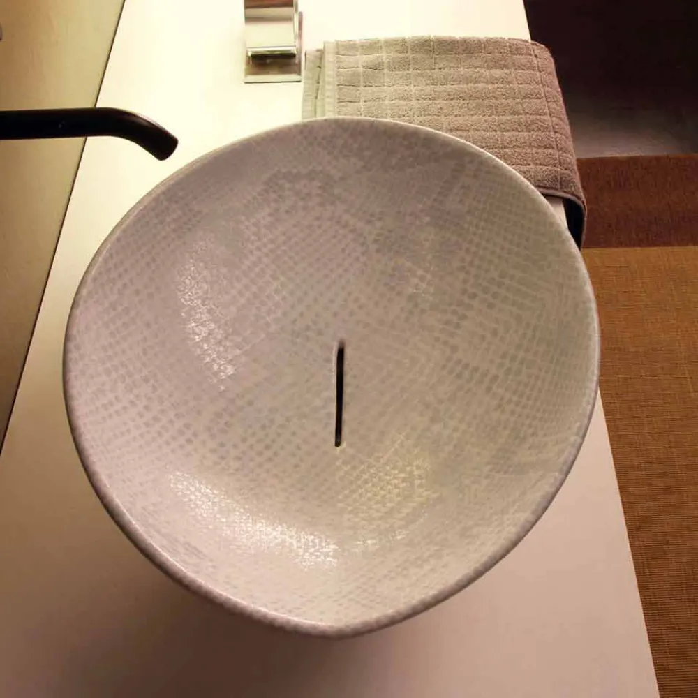 Viadurini Bathroom Farbige Waschbecken-Design Aufsatzwaschbecken, weiß-Python, Keramik Animals made in Italy