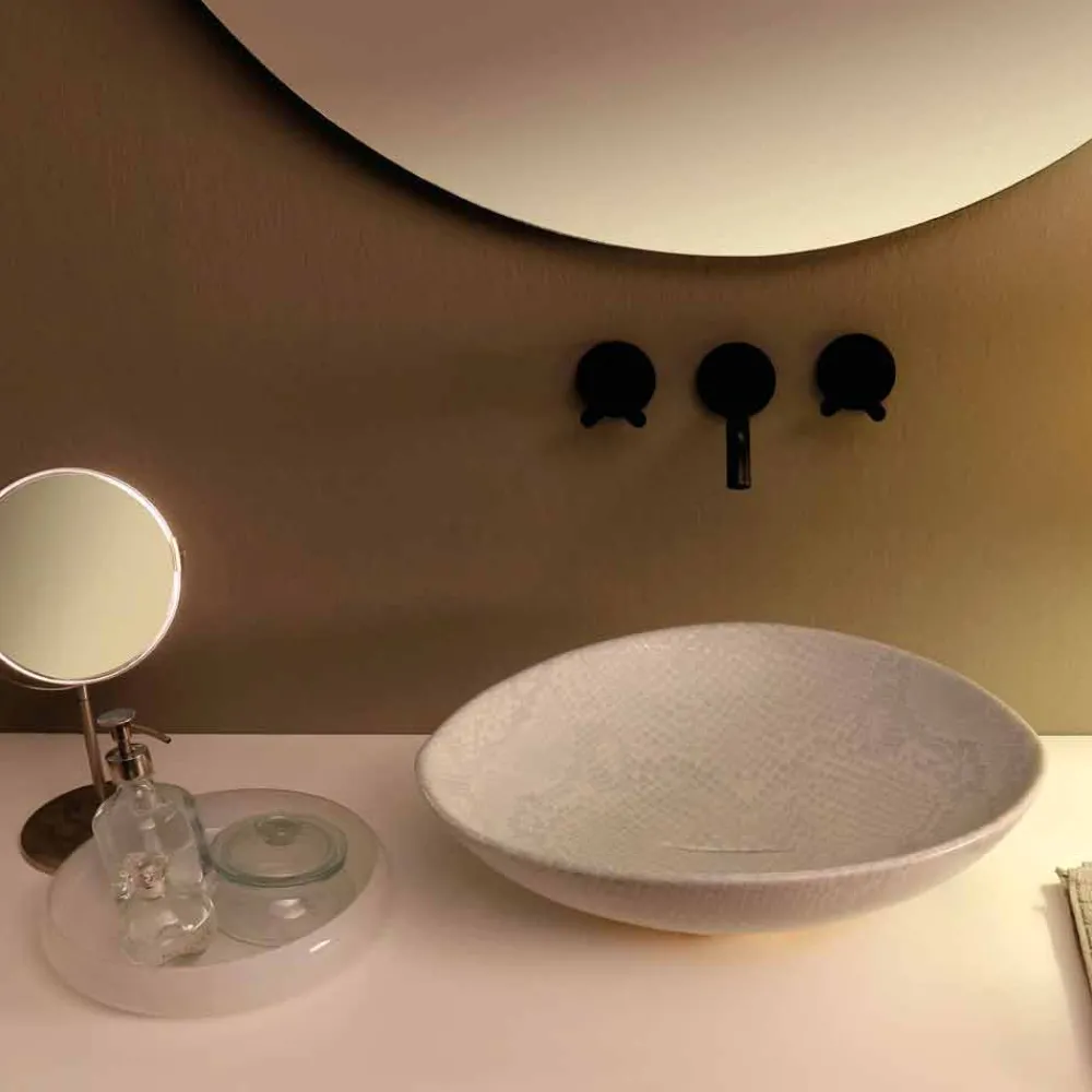 Viadurini Bathroom Farbige Waschbecken-Design Aufsatzwaschbecken, weiß-Python, Keramik Animals made in Italy