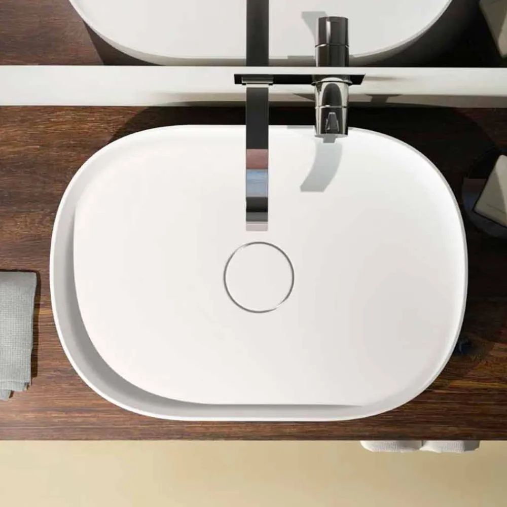 Viadurini Bathroom Design Waschbecken Aus Solid Surface-Design Aufsatzwaschbecken made in Italy, Formicola
