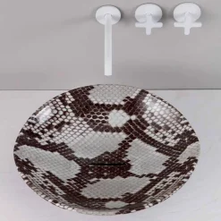 Viadurini Bathroom Farbige Waschbecken-Design Aufsatzwaschbecken, Kobra Fantasie, Keramik, made Italy Animals