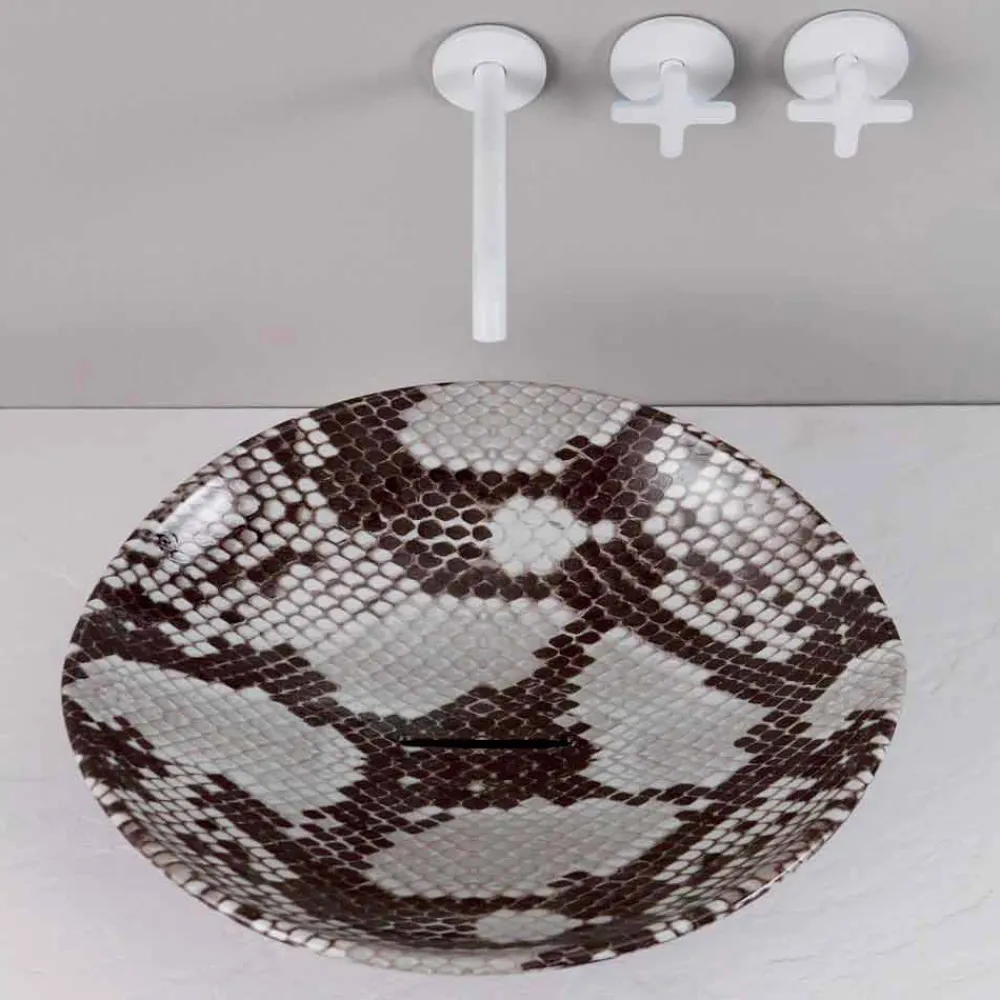 Viadurini Bathroom Farbige Waschbecken-Design Aufsatzwaschbecken, Kobra Fantasie, Keramik, made Italy Animals