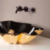 Viadurini Bathroom Farbige Waschbecken-Design Aufsatzwaschbecken aus schwarzer/golfarbener Keramik Rayan