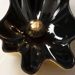 Viadurini Bathroom Farbige Waschbecken-Design Aufsatzwaschbecken aus schwarzer/golfarbener Keramik Rayan