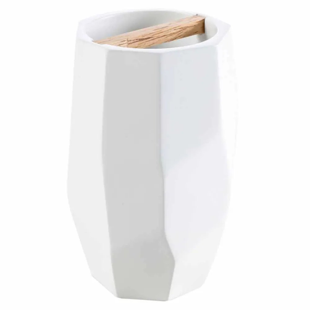Viadurini Bathroom Badzubehör-Design Badaccessoire-Set aus Holz und Harz Rivalba