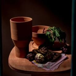 Viadurini in the Garden Deko Vasen-Design Blumenvase aus Terrakotta mit Untertasse Made in Italy - Ettie