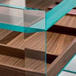 Viadurini Living Konsolentisch Flur-Design Consolle aus extraklarem Glas mit Tablett Made in Italy - Imperativo