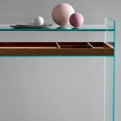 Viadurini Living Konsolentisch Flur-Design Consolle aus extraklarem Glas mit Tablett Made in Italy - Imperativo