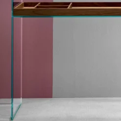 Viadurini Living Konsolentisch Flur-Design Consolle aus extraklarem Glas mit Tablett Made in Italy - Imperativo