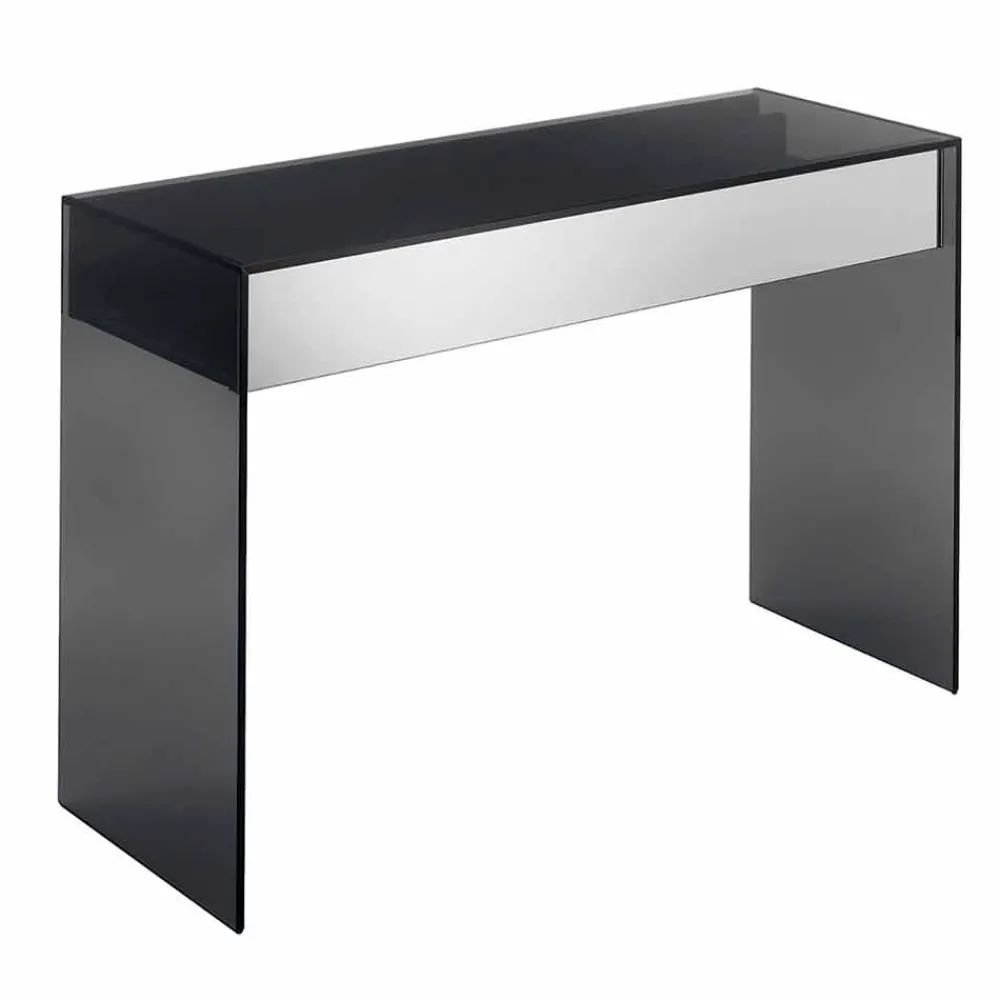 Viadurini Living Konsolentisch Flur-Design Consolle Schreibtisch aus Rauchglas mit Schubladen Made in Italy - Mantra